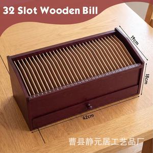 Wooden Letter Storage Box With <b>Drawer</b> 32 Slots Desktop Organizer For Office Document <b>File</b> Sorting And Organization Solid Wood - Product Image 5