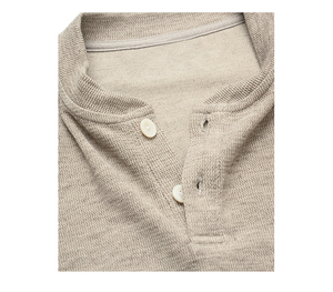 T-shirt à manches longues décontracté pour hommes, fil tricoté 100% <span class=keywords><strong>coton</strong></span>, doux, cireux, élastique, anti-boulochage, coupe ample, court, large et vieux - Product Image 5