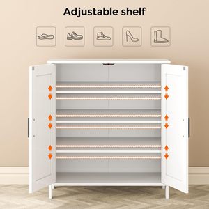 Organisateur de chaussures en <span class=keywords><strong>bois</strong></span> style ferme avec 2 portes battantes, 5 niveaux <span class=keywords><strong>et</strong></span> 3 étagères réglables pour la maison (placard/entrée/hall) - Product Image 3