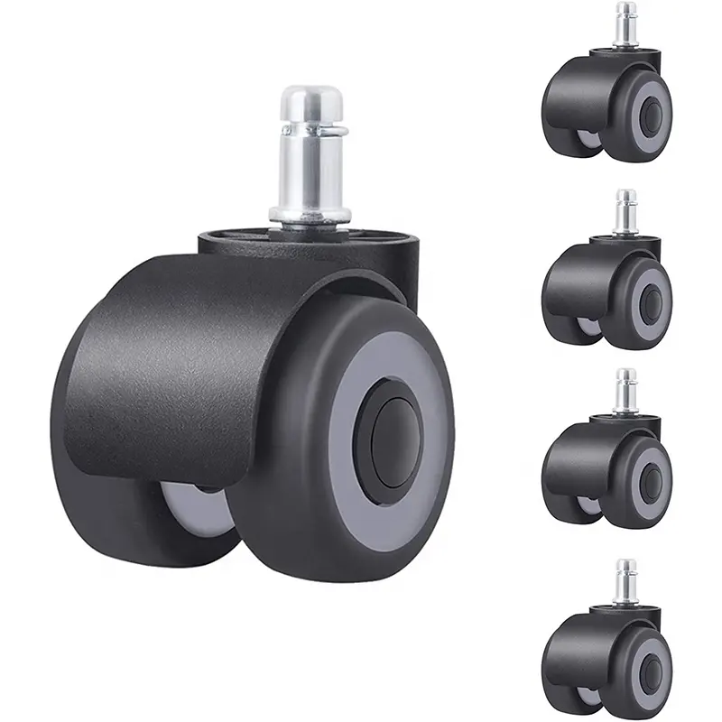 M11*22 Furniture Casters Wheels Tpr Rubber Soft Wheel 2 inch Double Wheel Circlip Pulley Mute Safe Office Chair Caster Hardware