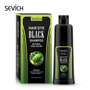 Garrafa preta de shampoo para cabelo, embalagem com bomba, shampoo preto para tingimento de cabelo cinza