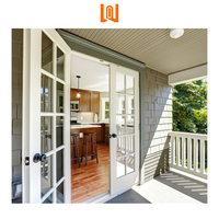 Portes françaises en verre WANJIA UPVC, portes extérieures en vinyle pour patio, portes à double battant en PVC, portes d'entrée en PVC