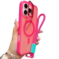 Coque de téléphone magnétique antichoc givrée avec cordon pour iPhone 17 Air 16 Pro Max – Offre Spéciale