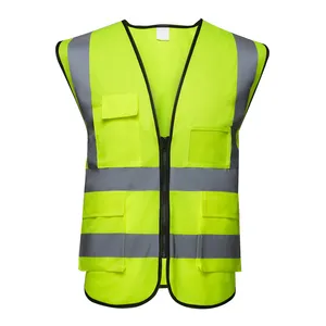 Custom Logo Alle Kleuren Hi Vis Heren Veiligheid Werkkleding Vest Multi Pockets Bouw Ingenieur Reflecterende Veiligheidsvest