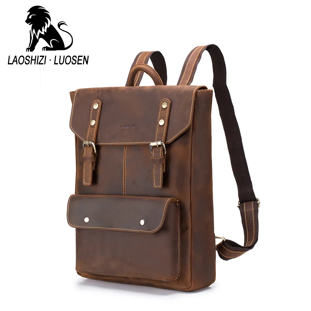 Crazy Horse Leather Backpack Europe and America Simple Personality Men's bag Retro Fashion Cowhide Travel Backpack