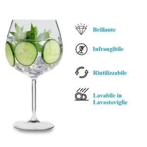 Bicchieri a palloncino in plastica trasparente riutilizzabili da 580 cc per bevande e cocktail - Product Image 4