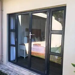 Porte d'entrée de villa Porte à battant extérieure en aluminium intelligente Porte en verre automatique pour la maison