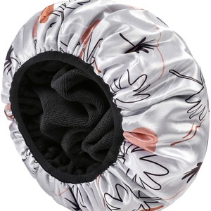 <span class=keywords><strong>Bonnet</strong></span> <span class=keywords><strong>de</strong></span> douche pour femme, doublure en tissu éponge, extérieur en EVA, réutilisable, double couche, imperméable, grand <span class=keywords><strong>bonnet</strong></span> <span class=keywords><strong>de</strong></span> <span class=keywords><strong>bain</strong></span> pour cheveux - Product Image 3