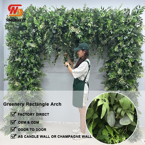 Arco de boda cuadrado con soporte y follaje natural verde, con hojas verdes de doble cara para decoración de puertas de boda. - Product Image 2