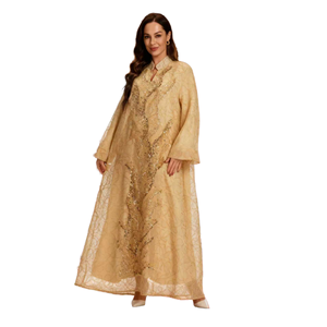 Women's Elegant Embroidered <b>Sequin</b> Modest Casual Wedding Party Floor Length Sweetheart Neckline Long Sleeve Traditional Dresses - Product Image 1