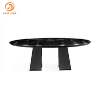 Ensemble de table à manger ovale en marbre naturel de luxe italien de haute qualité, design personnalisé, mobilier de maison, pierre de qualité supérieure