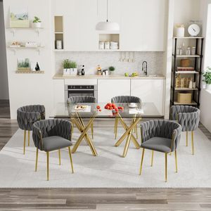 Tavolo in vetro rettangolare 8 posti con gambe in oro moderno tavolo <span class=keywords><strong>da</strong></span> pranzo <span class=keywords><strong>cucina</strong></span> tavolo <span class=keywords><strong>da</strong></span> pranzo con piano in vetro temperato - Product Image 5