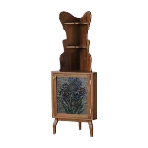 Meuble d'appoint en bois massif de style rétro français avec motif papillon pour le rangement dans le salon - Product Image 5