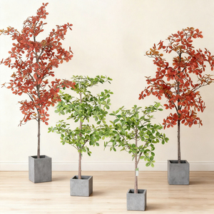 Plante artificielle en plastique Polyscias Fruticosa, imitation bonsaï, verdure artificielle pour la décoration de bureau et de la maison, plantes artificielles - Product Image 1