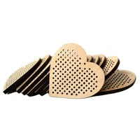 Kit de bricolage en bois pour broderie au point de croix, avec pendentifs en forme de cœur et d'hibou découpés au laser, étiquettes en contreplaqué naturel