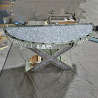Grande table console moderne avec dessus de miroir en verre pilé diamant Meuble élégant à miroir pour le salon