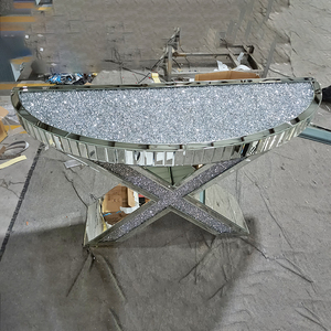 Grande table <span class=keywords><strong>console</strong></span> moderne avec dessus de miroir <span class=keywords><strong>en</strong></span> <span class=keywords><strong>verre</strong></span> pilé diamant Meuble élégant à miroir pour le salon - Product Image 3