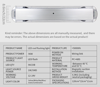 Barres lumineuses d'avertissement pour toit de voiture 96W, haute puissance, lumière linéaire LED d'urgence pour camion, dépanneuse, récupération, 12V 24V