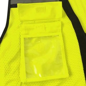سترة عاكسة عالية الوضوح مخصصة للرجال، سترة شبكية صفراء، ملابس إنشاءات، سترة عمل آمنة عاكسة مع جيوب وشعار - Product Image 5