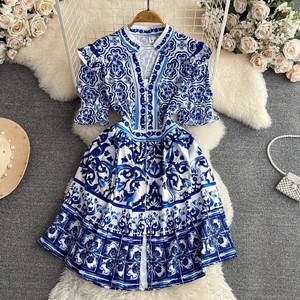 GX8716 <span class=keywords><strong>Robe</strong></span> midi trapèze imprimée pour <span class=keywords><strong>femme</strong></span>, col en V, <span class=keywords><strong>manches</strong></span> <span class=keywords><strong>courtes</strong></span>, boutonnée, sexy, mode <span class=keywords><strong>été</strong></span> - Product Image 5