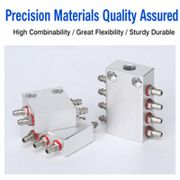 Collecteur de distribution sous vide JD 4, 6, 8, 10, 16 voies, raccord pneumatique, entrée M10, ports M5, aluminium anodisé usiné CNC