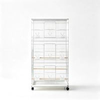 Grande cage à oiseaux avec roues, cage d'élevage pour perroquets en fil métallique électroplaqué extra spacieuse, volière de style villa pour l'exposition et l'élevage