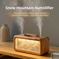 Humidificateur à double pulvérisation Montagne enneigée 600ml USB, Veilleuse 3 couleurs, Humidificateur d'air ultrasonique portable de bureau à double pulvérisation