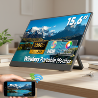 Monitor LCD Portátil Inalámbrico de 15.6 Pulgadas con Soporte USB-C a HDMI 1080P, Extensor para Laptop para Trabajo, Viajes, Juegos y Oficina, Integrado