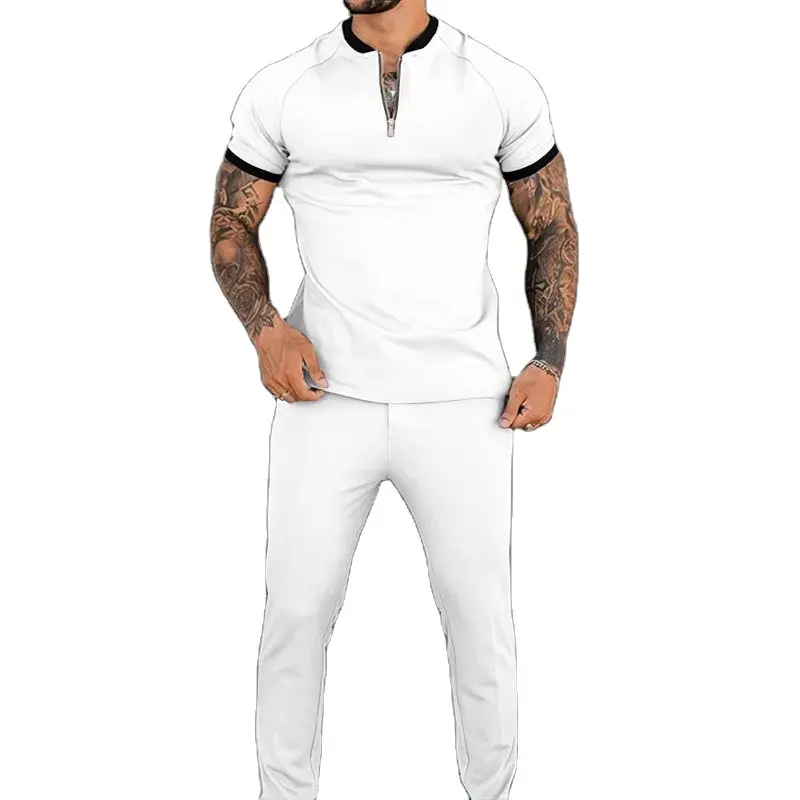 Sportswear colorido dos homens personalizado, t-shirt de manga curta conjunto, shorts, conjunto de 2 peças, desgaste de rua dos homens casuais