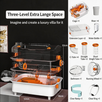 Vente directe d'usine, cage à hamster de luxe, cage personnalisée pour petits animaux, mignonne, à double étage, grande maison pour hamster