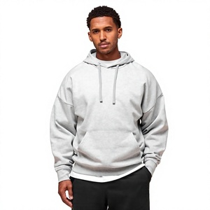 Sudadera con Capucha para Hombre, Color Gris Claro, Manga Raglán, Estilo Casual, con Bolsillo Tipo Canguro - Product Image 1