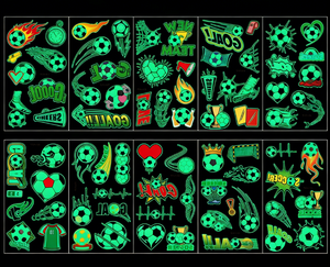 Pegatinas de Tatuajes Luminosos de Fútbol DAMAI, Calcomanías Corporales que Brillan en la Oscuridad para Fiestas Temáticas de Fútbol y Celebraciones de Aficionados - Product Image 3
