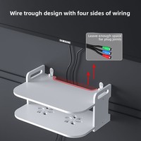 Support mural pour projecteur de salon Boîte décodeur évidée sans perçage avec étagère de rangement en plastique pour vaisselle