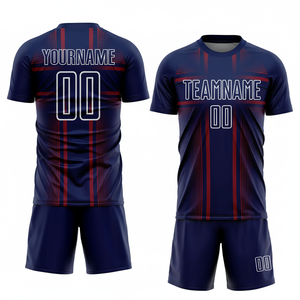 ชุดกีฬาฟุตบอลของผู้ชายชุดเสื้อเจอร์ซีย์สั้นระบายอากาศทำจากโพลีเอสเตอร์100% ใหม่ออกแบบได้ตามต้องการ - Product Image 1