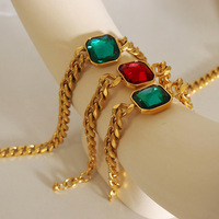 Collier géométrique à maillons cubains en acier inoxydable plaqué or de luxe léger et coloré