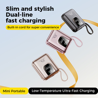 Nouveautés 2025 Banque d'alimentation LED 10000mAh PD 22.5W Charge rapide Double USB Type-C 3A Portable Mignon avec câble de charge CL