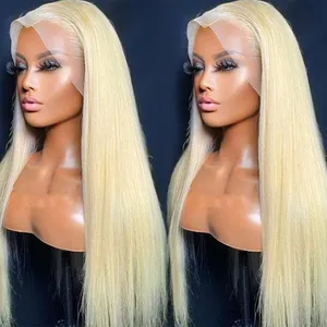Uniky 13X4 13X6 Hd Transparent Frontal Lace Wig Bone Straight Human Hair Double Drawn Human Hair Wig Hair Blend Wig For Sale