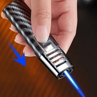 Briquet à gaz en métal coupe-vent, briquet portable pour cigares, briquet à flamme jet gonflable au butane, allumage pour cuisine et barbecue