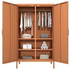 Armoire à vêtements en métal Armoire à 2 portes pour vêtements Chambre à coucher Armoire à vêtements Casier de rangement Placard en acier pour chambre à coucher - Product Image 3