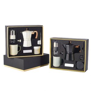 Ensemble moulin à café manuel, ensemble cafetière moka six pièces, coffret cadeau café, coffret cadeau machine à café manuelle - Product Image 1