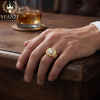 Maßgefertigter & Großhandel Luxus 925 Herren Moissanit-Ring, Breiter Bandring Schmuck, Geeignet für Verlobung, Hochzeit und Tägliches Tragen