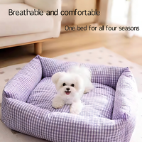 Lit pour animaux de compagnie moderne et doux pour chats, petits chiens, utilisation à la maison, au bureau, dans la chambre, dans le salon, housse en coton, noyau en fibre élastique, design minimaliste