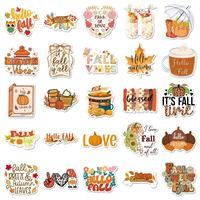 50 pegatinas de PVC impermeables con dibujos animados de grafiti para la temporada de otoño, decoración DIY en inglés para vasos, cuadernos y fundas de teléfono.