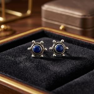 925 <b>Silver</b> <b>Stud</b> Earrings Lapis Lazuli Gemstone Cute Jewelry Women Wedding Engagement Anniversary Party in Stock - Product Image 2