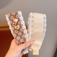 Nouvelle pince à cheveux large en résine plastique pour enfants, motif floral couleur café, avec nœud de dessin animé et dentelle, pour franges et bandeaux