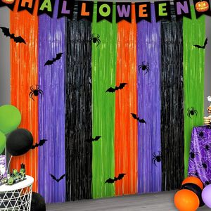 Cortina de flecos de aluminio con diseño de calabaza, fantasma y esqueleto para Halloween, decoración de fondo para fiestas y casas embrujadas - Product Image 4