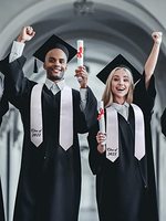 Adulte Sublimation Graduation Stole DIY 70 Inch Graduate Scarf Stole pour Femmes Hommes Blanc