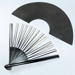 พัดลมไม้ไผ่สีดำสำหรับมือถือขนาด33ซม. พัดลมคลัตช์พิมพ์ลายเองได้ - Product Image 6