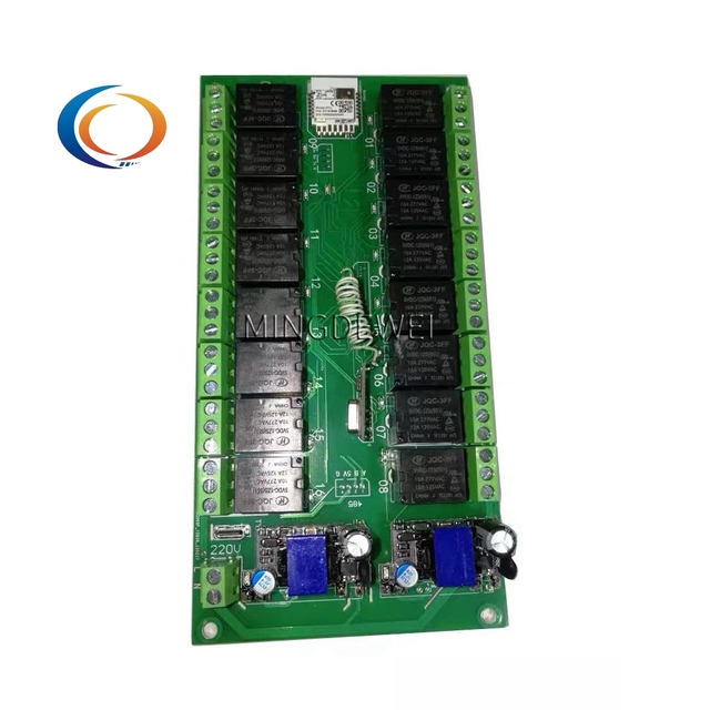 Tuya 16 Channel WiFi/Zigbee Relay Switch Module DC 7-27V AC 85-250V Wireless Smart Home Remote Control Switch with RF 433MHZ