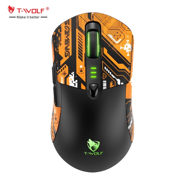 Tri-Mode Gaming Mouse 12800 DPI 6D RGB Breathing Light 500mAh Battery with Power Display Computer Mouse Anti-Slip Sticker